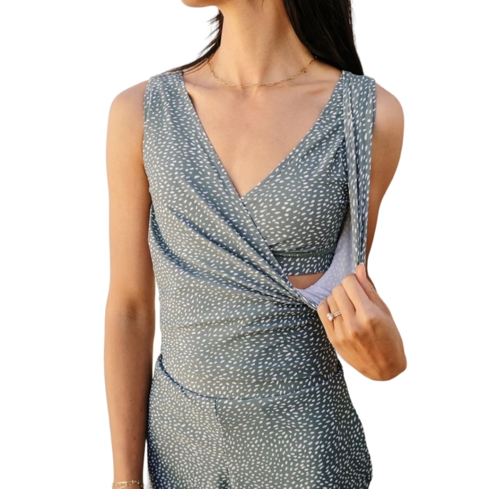 Honey Mark Swim Suit 3XL Charcoal Grey Basil Wrap Top & Sugar Skort - Picture 5 of 15